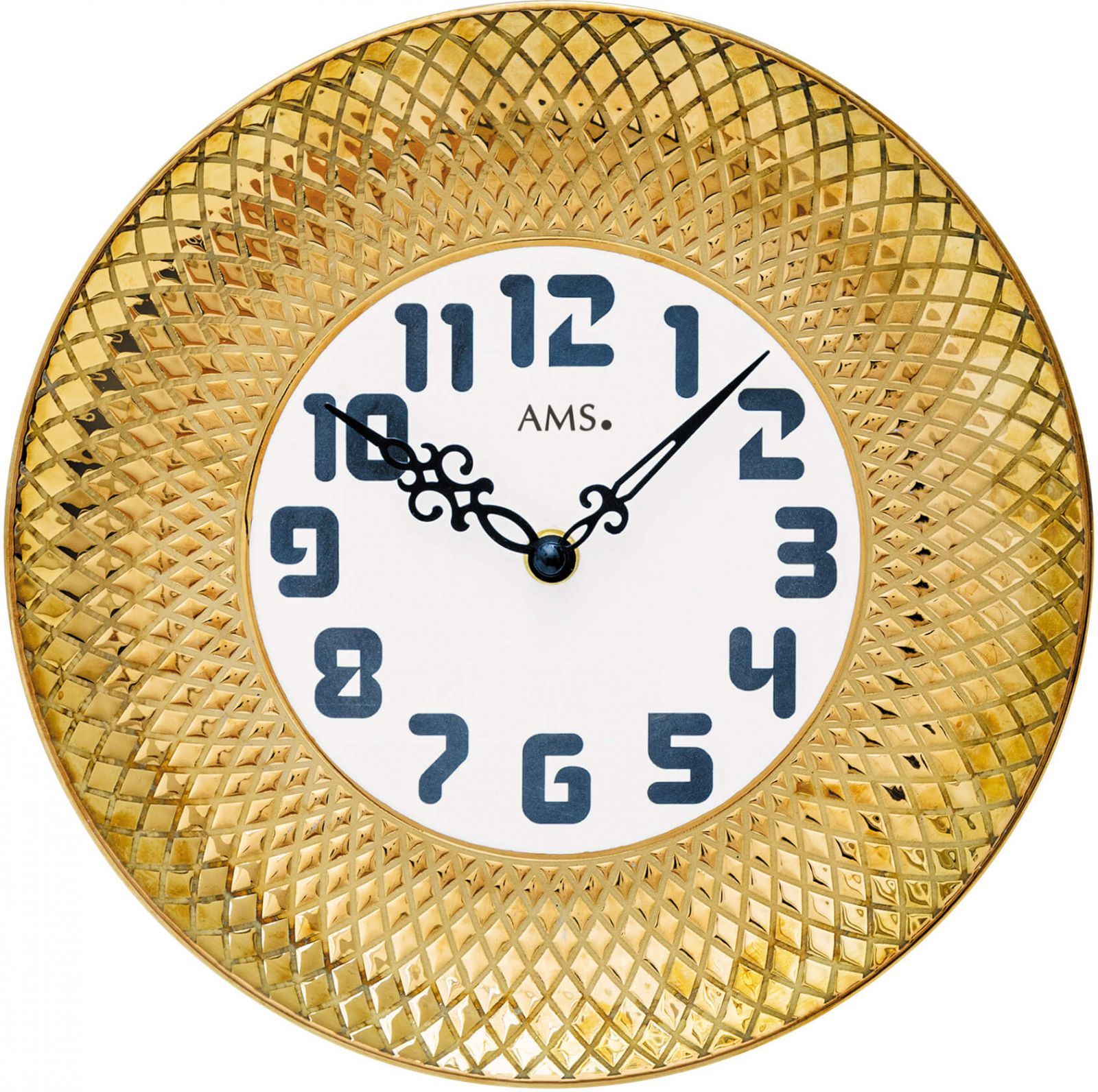 Nástěnné hodiny keramické ams 9615 zlatá