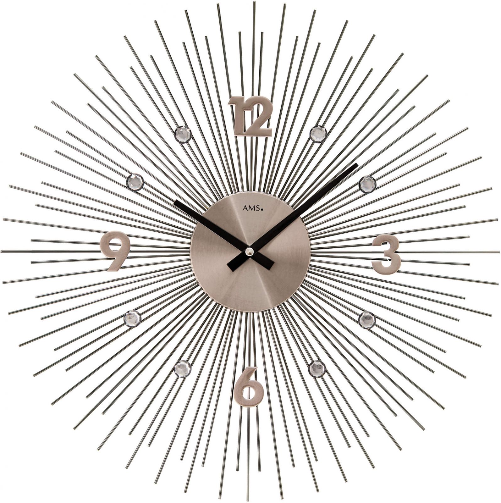 Designové hodiny velké ams 9610 motiv sluníčko antracitová