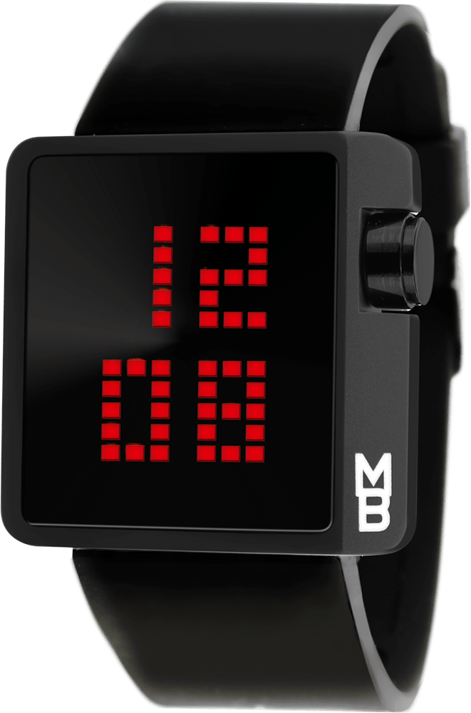Moderní hodinky s trendy červeným LED displejem umístěným v pevném a lehkém hliníkovém pouzdře ve třech barevných provedeních. Pouzdro na sobě nese emblém MB a podpis Moniky Bagárové MB Monika - C