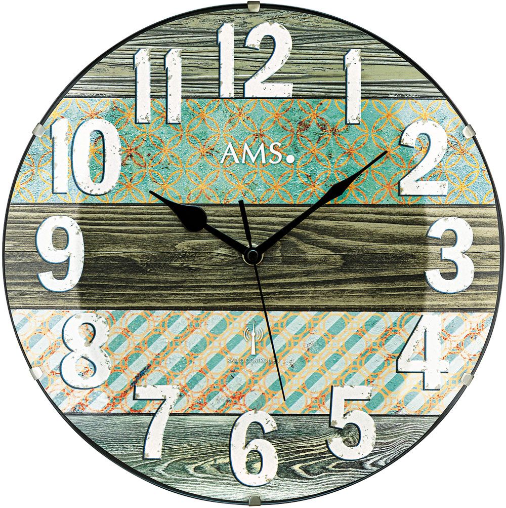 Rádiem řízené hodiny skleněné AMS 5556