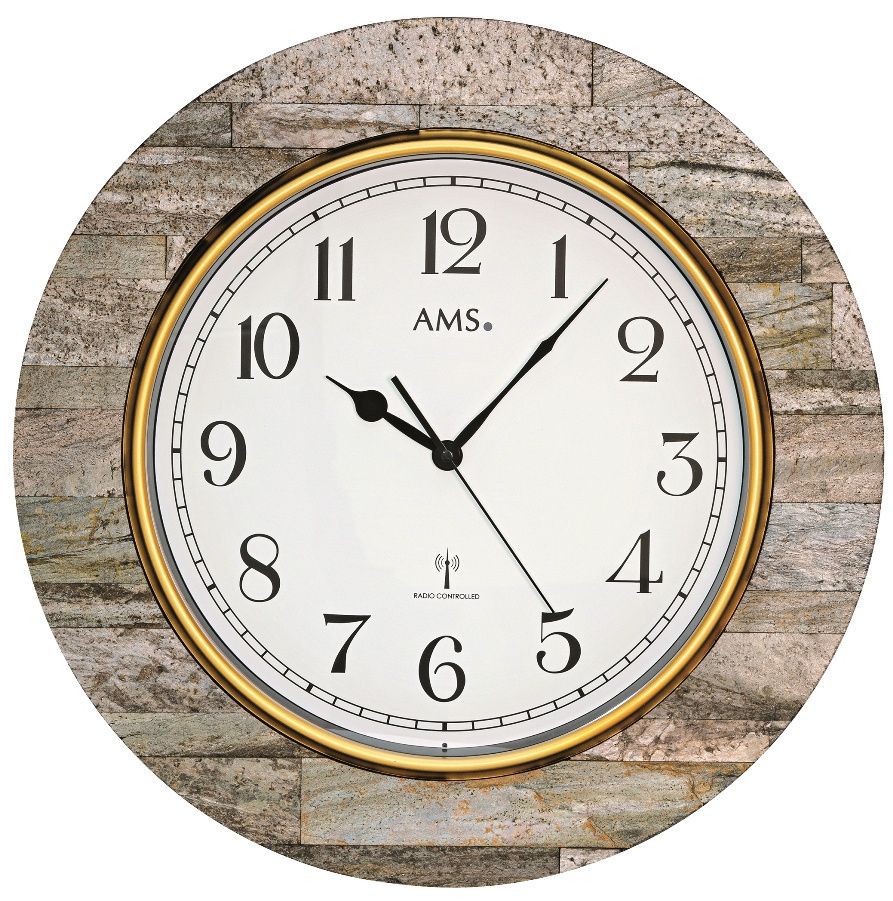 Nástěnné designové hodiny na zeď ams 5569 přírodní melír