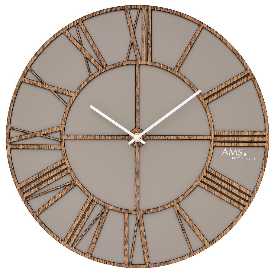 Designové hodiny velké kulaté dřevěné na zeď ams 9635