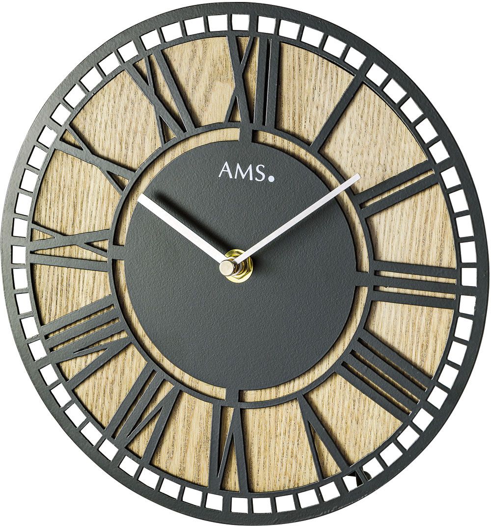 Designové hodiny stolní AMS 1231 kulaté světlá hnědá 