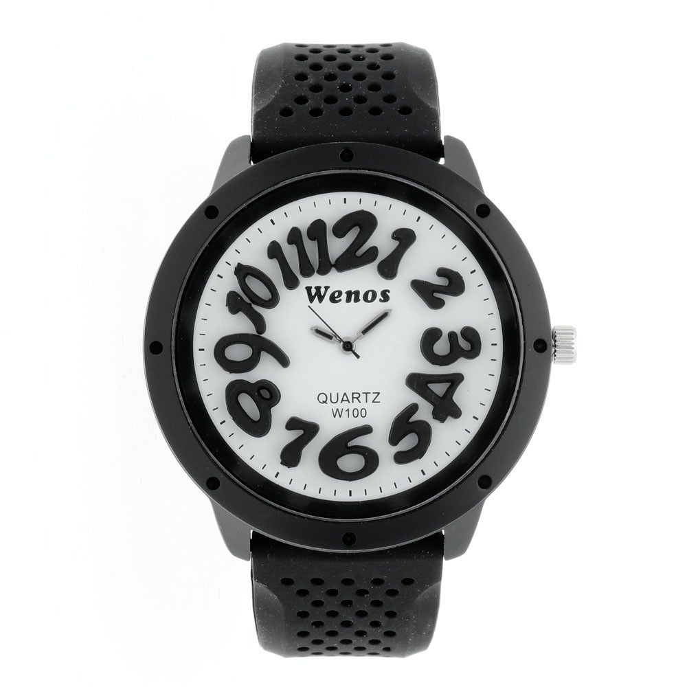Pánské hodinky s velkým kovovým pouzdrem v černé barvě a s gumovým řemínkem. Číselník s 3D efektem W01X.10245 W01X.10245.A