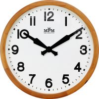 Dřevěné nástěnné hodiny s dřevěným motivem ciferníku E07.3661