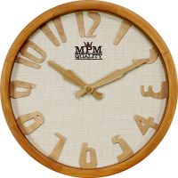 Dřevěné nástěnné hodiny s textilním ciferníkem E07.3660