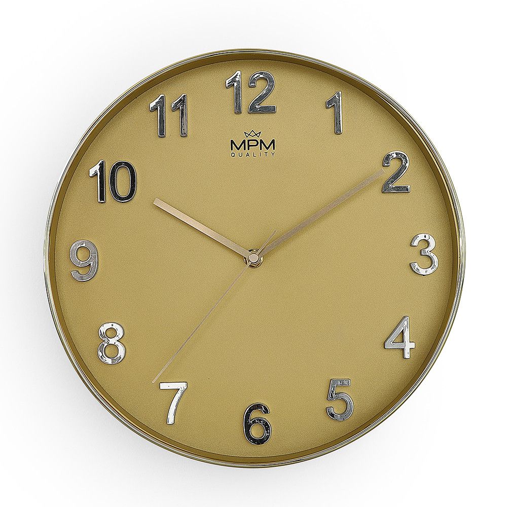Nástěnné plastové hodiny MPM Golden Simplicity jsou jednoduché hodiny v luxusních a jasných blýskavých barvách s číslicemi v 3D provedení. U hodin jsou hlavním výrazným prvkem nejen č Nástěnné hodiny MPM Golden Simplicity