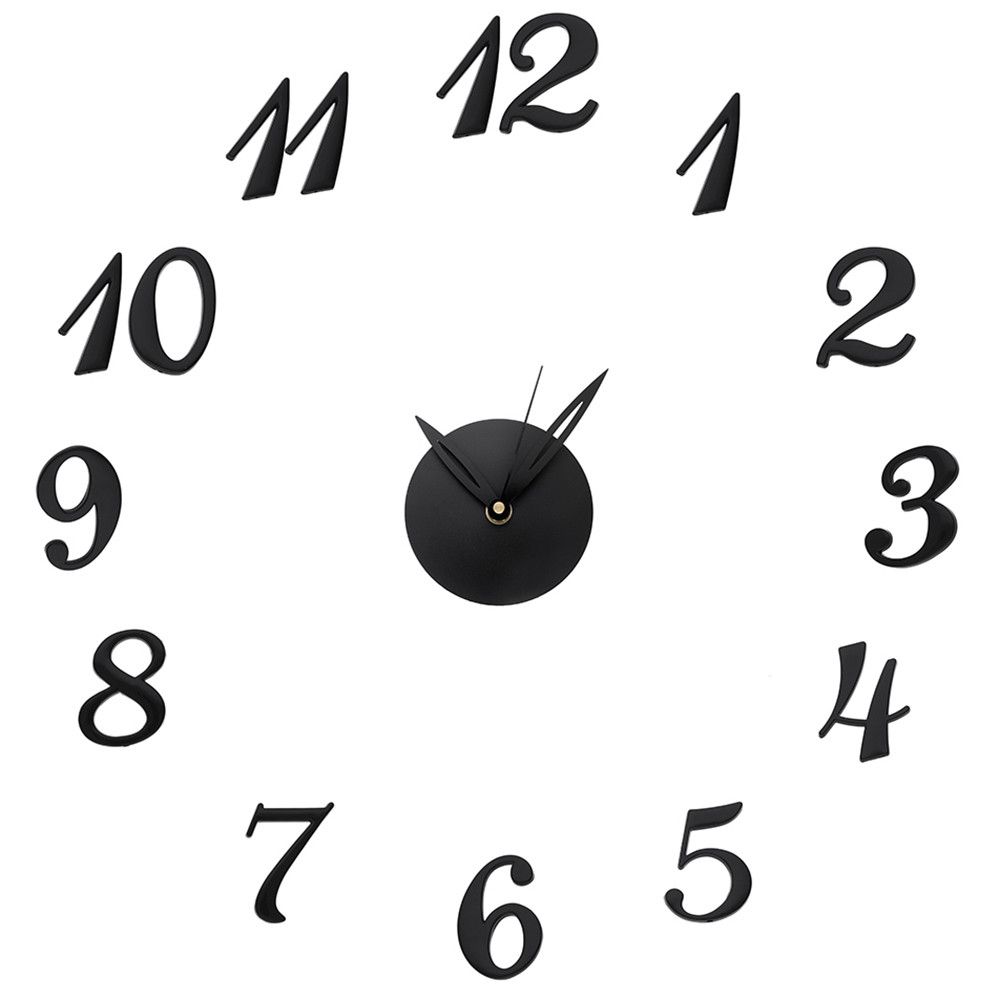 Nástěnné nalepovací hodiny v originálním designu. Plastové číslice s lesklým povrchem v černé barvě. Designové nalepovací hodiny.  E01.4170