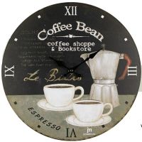 Nástěnné hodiny do kuchyně retro styl, motiv  kávy Lowell 21430 Clocks