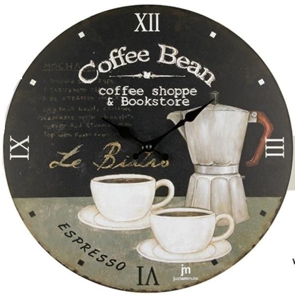 Nástěnné hodiny do kuchyně retro styl, motiv kávy Lowell 21430 Clocks Lowell Italy