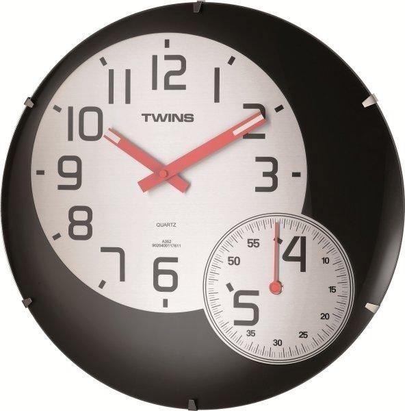 Netradiční designové nástěnné hodiny s 2 ciferníky Twins