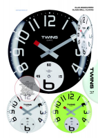 Designové skleněné nástěnné hodiny Twins v černé barvě