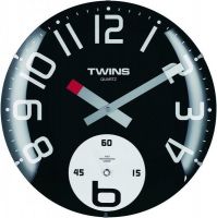 Designové skleněné nástěnné hodiny Twins v černé barvě
