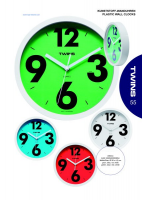 Designové plastové nástěnné hodiny se zeleným číselníkem Twins