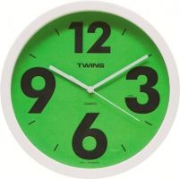 Designové plastové nástěnné hodiny se zeleným číselníkem