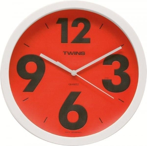 Plastové nástěnné hodiny v červené barvě Twins