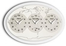 Nástěnné hodiny s třemi mezinárodními časy IncantesimoDesign I073M