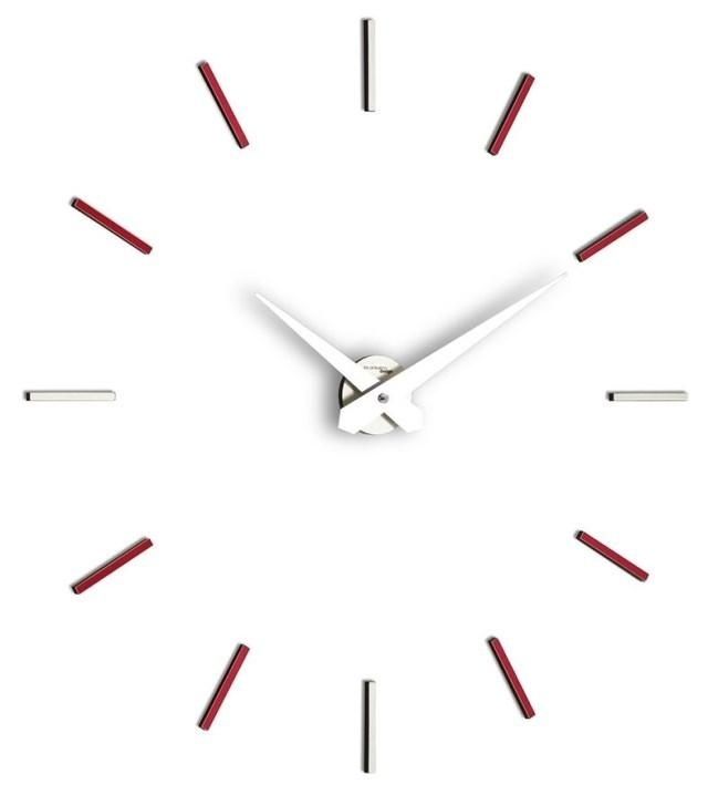 Lepící nástěnné hodiny transparentní 90-100cm IncantesimoDesign I200MVN red