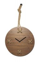 Závěsné, dřevěné nástěnné hodiny velké Nextime Stitch 3111br hnědé