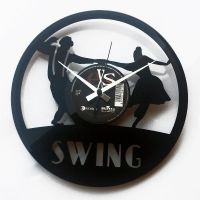 Moderní a originální designové hodiny z vinylové desky Discoclock 063 s motivem Swing