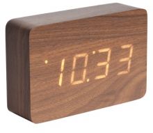 Designové stolní hodiny s LED budíkem v imitaci dřeva
