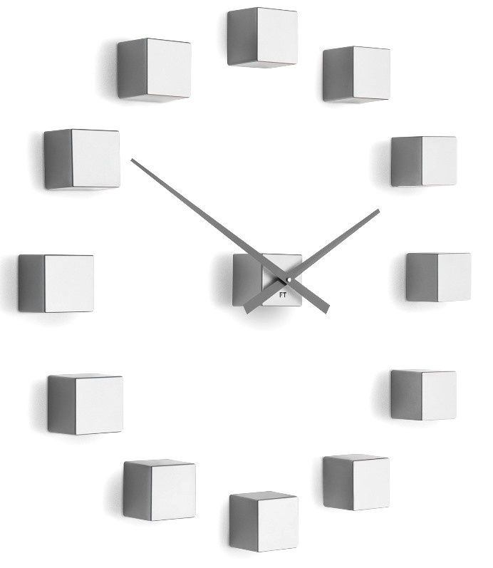 Velké nalepovací hodiny designové Future Time FT3000SI Cubic silver