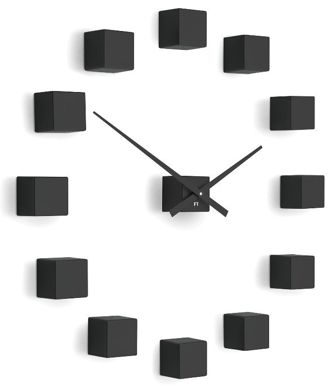 Designové nástěnné nalepovací hodiny Future Time FT3000BK Cubic black