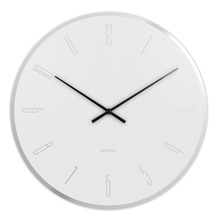 Velké nástěnné hodiny Karlsson 5800WH do kanceláře (bílé)