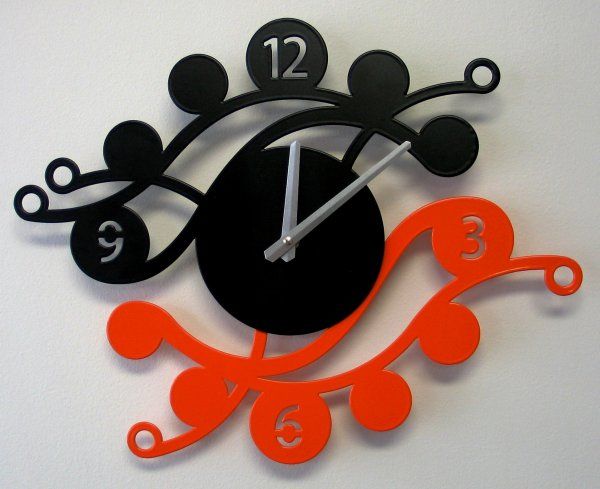 Laskowscy Design Nástěnné hodiny Camea G black/orange 41cm