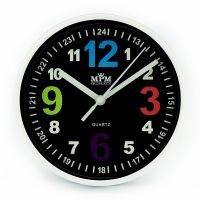 Nástěnné plastové hodiny s výraznými barevnými číslicemi E01.3686