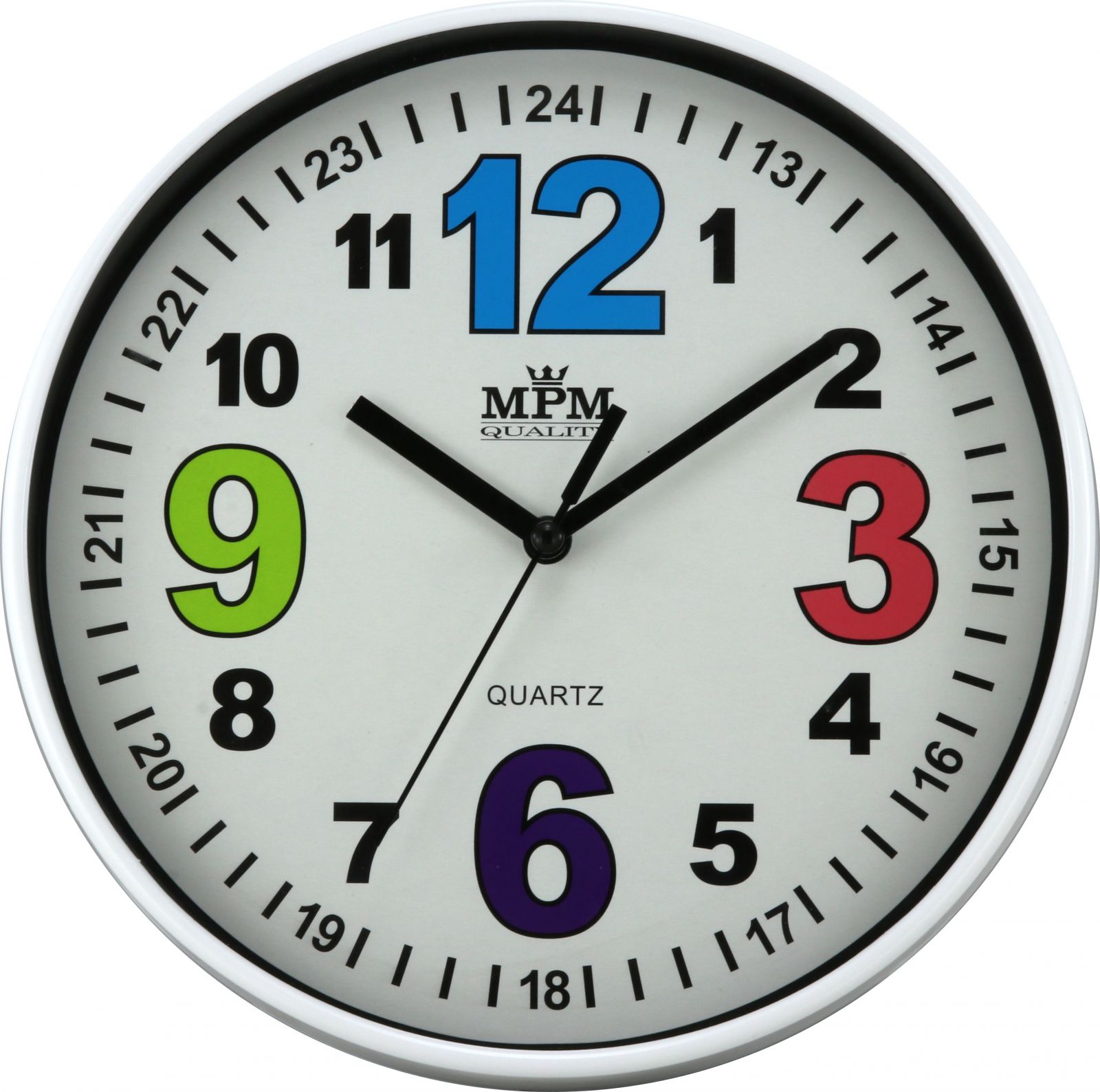 Nástěnné plastové hodiny s výraznými barevnými číslicemi E01.3686 E01.3686 - A