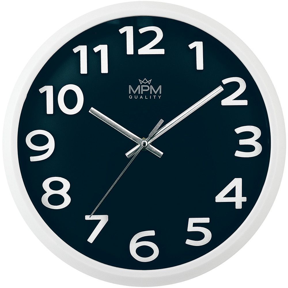 Nástěnné plastové hodiny MPM Ageless Simplicity s výrazným jednoduchým ciferníkem díky číslicím ve 3D provedení. Hodiny jsou vybaveny strojkem Quartz s plynulým chodem a vteřinovou ruč MPM Ageless Simplicity