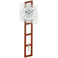 Designové dřevěné hodiny s kyvadlem a prvky minerálního skla E05.3187 - E05.3187