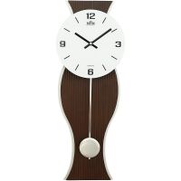 Designové nástěnné hodiny s kyvadlem, s prvky dřeva, skla a kovu E07.3716