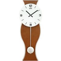 Designové nástěnné hodiny s kyvadlem, s prvky dřeva, skla a kovu E07.3716 - E07.3716