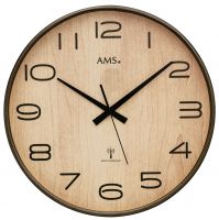 Nástěnné hodiny ams 5523 dřevěné kulaté 