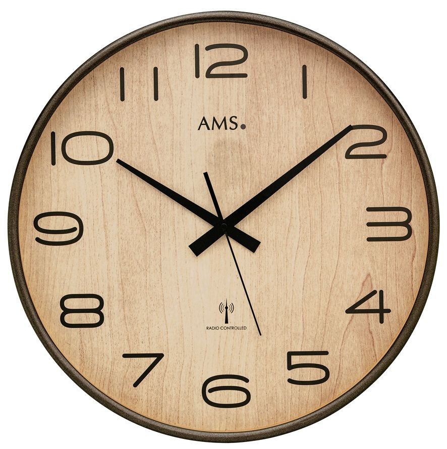 Nástěnné hodiny ams 5523 dřevěné kulaté 