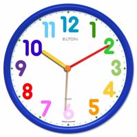 Dětské hodiny nástěnné kulaté plastové barevné s německým strojkem netikají, červená, modrá, zelená, žlutá, oranžová - dětské hodiny tmavá modrá