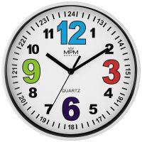 Nástěnné plastové hodiny s výraznými barevnými číslicemi E01.3686