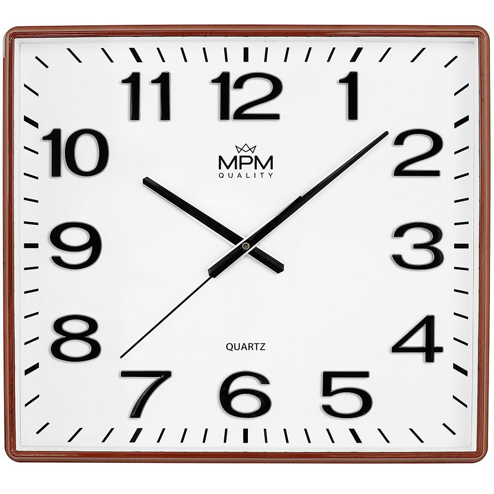 Designové plastové nástěnné hodiny MPM Vinity hranatého tvaru a moderního vzhledu s vystouplými 3D číslicemi a plynulým chodem E01.4225 E01.4225.50