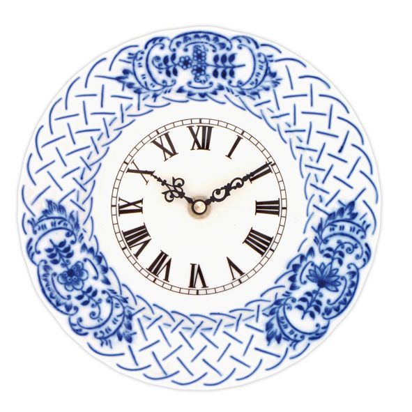 Nástěnné hodiny porcelánové - reliéfní cibulový dekor
