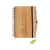 Blok A5 z přírodního bambusu se spirálou v deskách s bambusovým kuličkovým perem, papír 70 g, 70 listů, eco friendly G01.4016 | Woodao, A5
