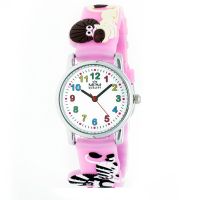 Populární dětské hodinky s čitelnými číslicemi a barveným gumovým řemínkem s obrázky zvířatek.  W05M.11289