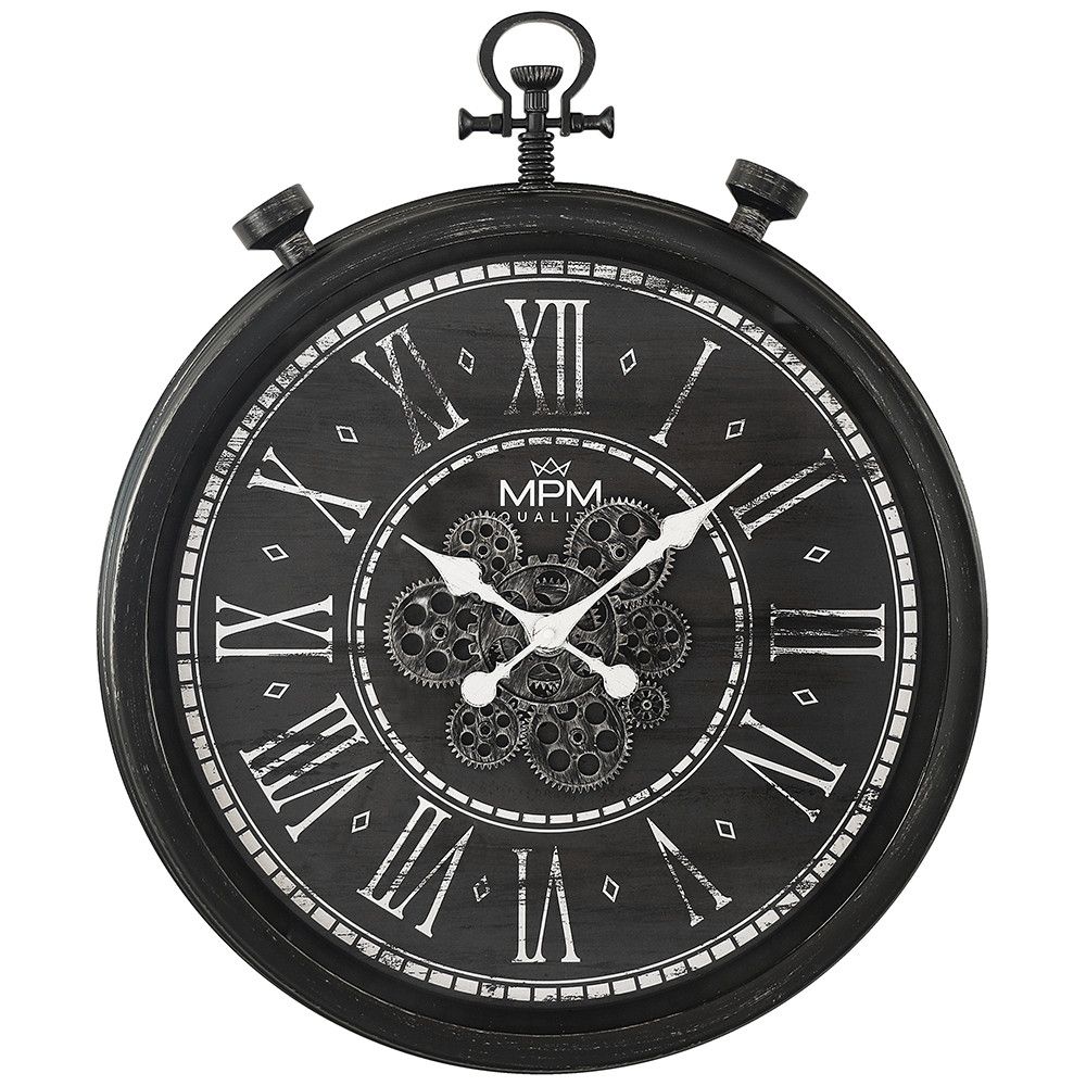 Velké designové nástěnné hodiny v populárním vintage stylu s průhledem na točící se ozubené soukolí vnese do Vaší domácnosti jedinečnou atmosféru historie, mechanického umění a el E01.4326.90