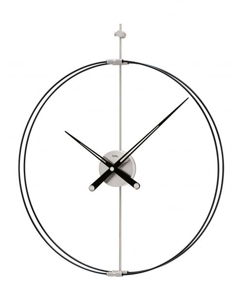 Designové hodiny velké kulaté ams 9656 stříbrná