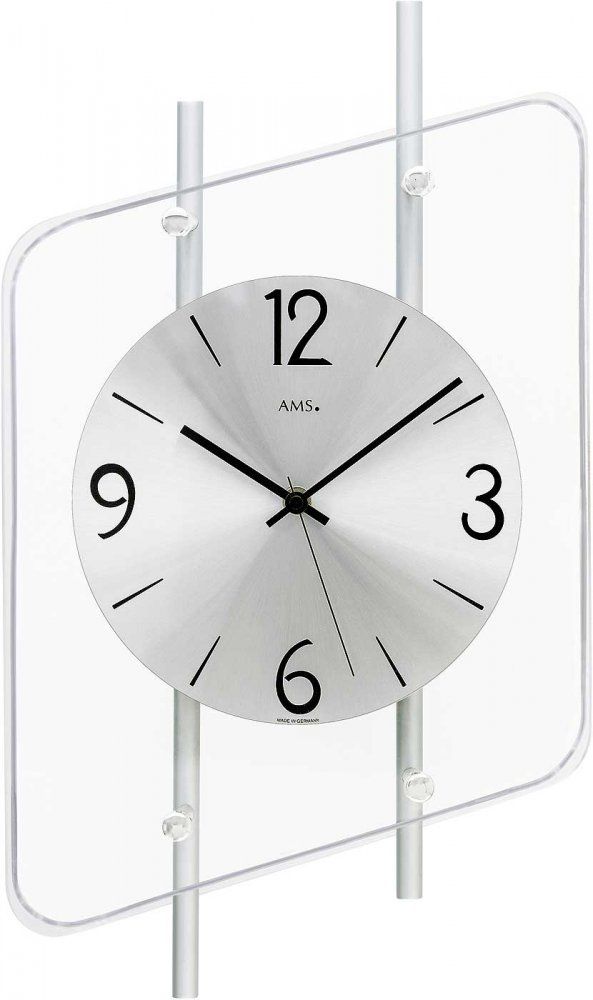 Designové hodiny rádiem řízené stříbrná ams 5582