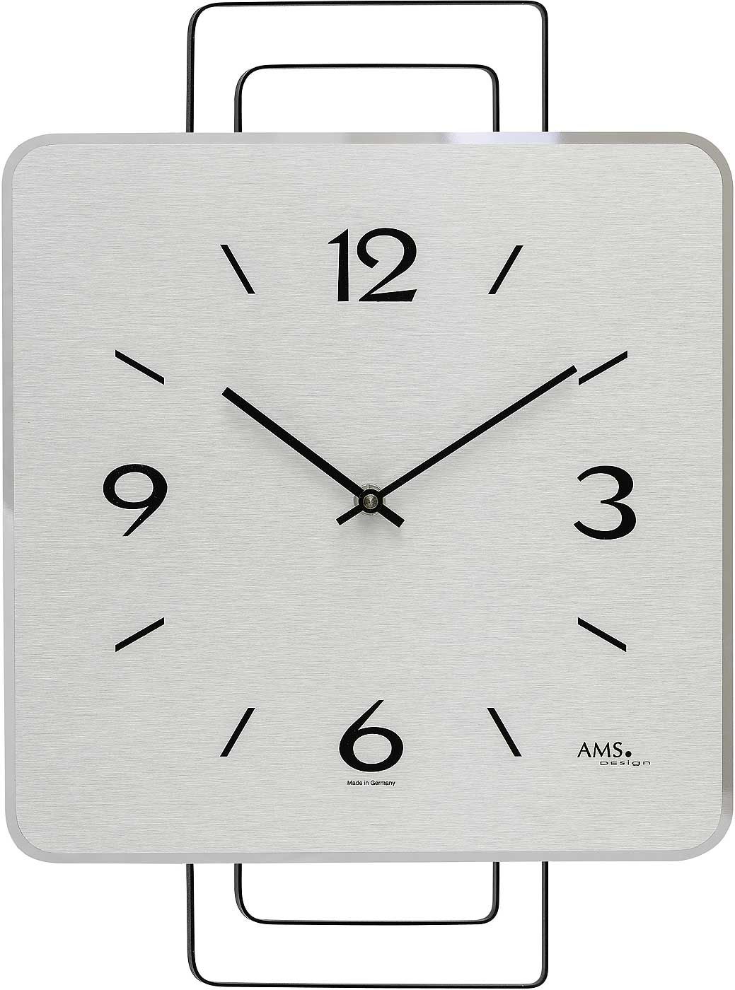 Nástěnné hodiny čtverec AMS 9690 stříbrná