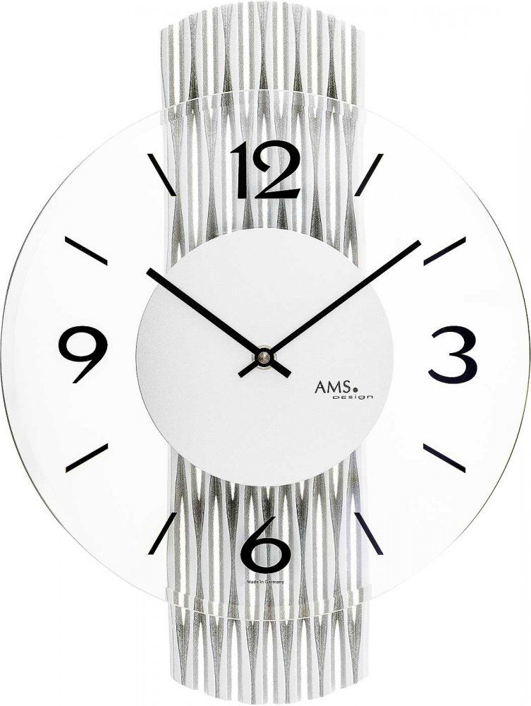 Nástěnné hodiny kulaté AMS 9694 stříbrná
