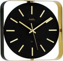 Nástěnné hodiny rádiem řízené AMS 5585 černá zlatá