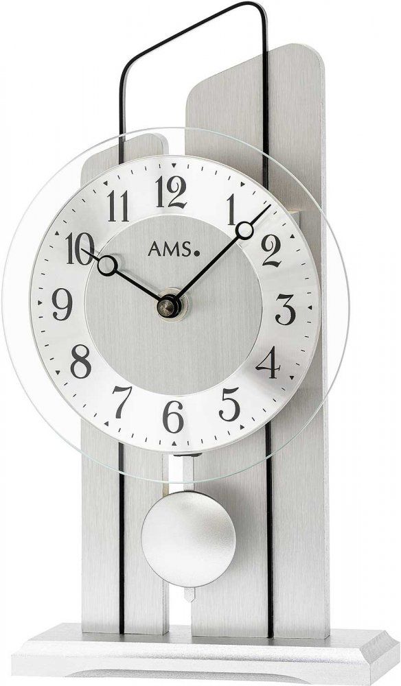 stolní hodiny s kyvadlem ams 1258 stříbrná barva